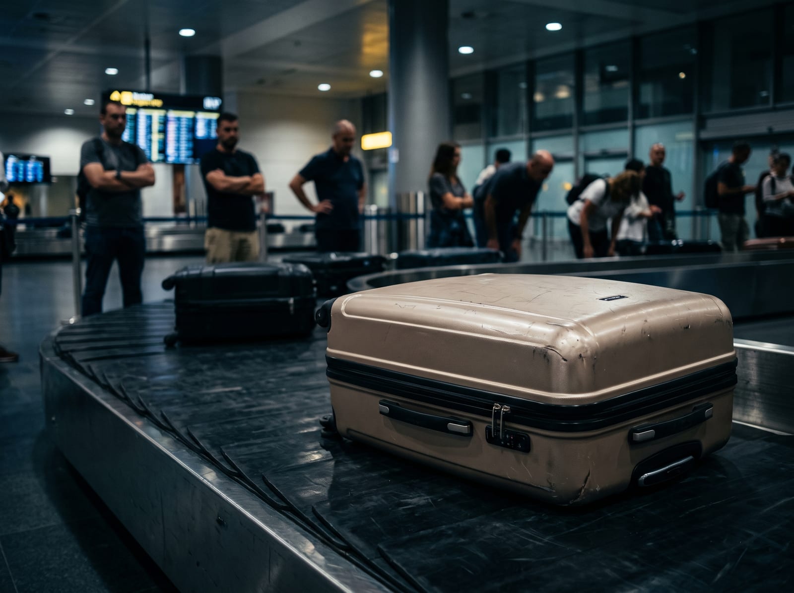 Mala na esteira de bagagem do aeroporto